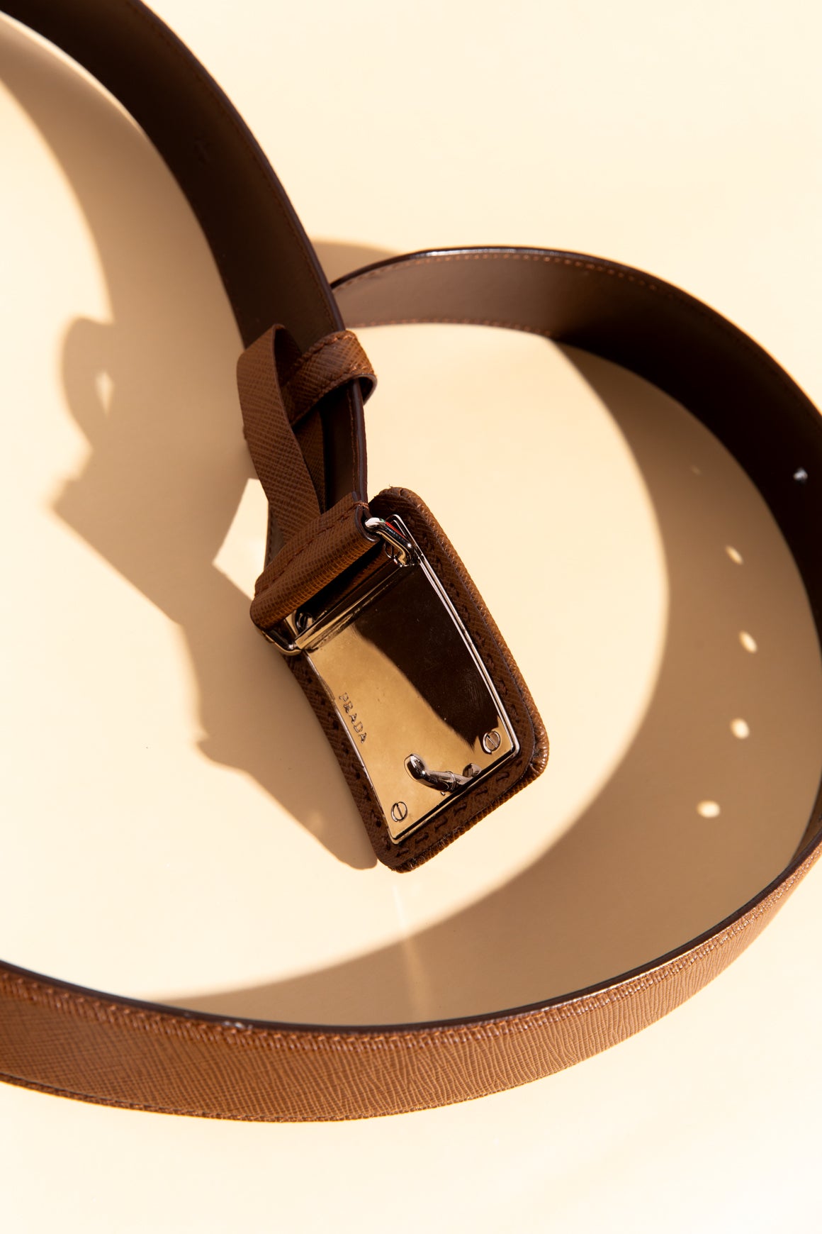PRADA Brown Saffiano Leather Belt