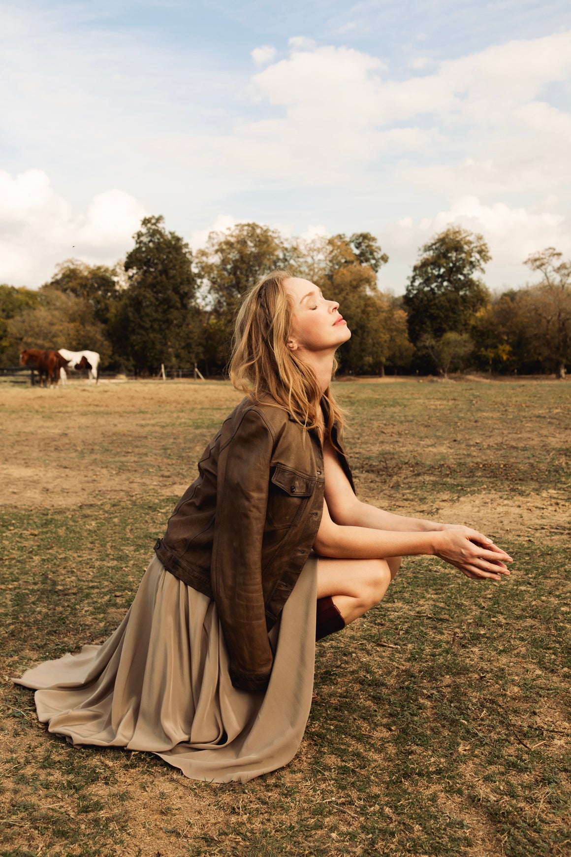 LOUIZA BABOURYAN Taupe Raw Hem Midi Skirt (Sz.L)