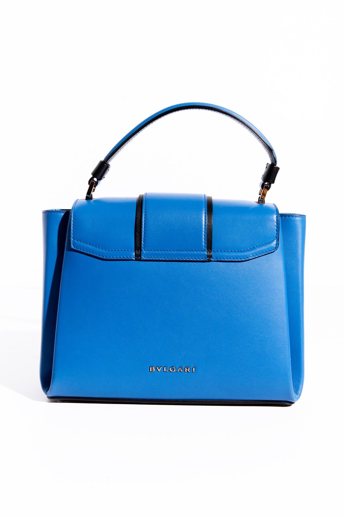BVLGARI Blue Leather Serpenti Viper Top Handle Bag