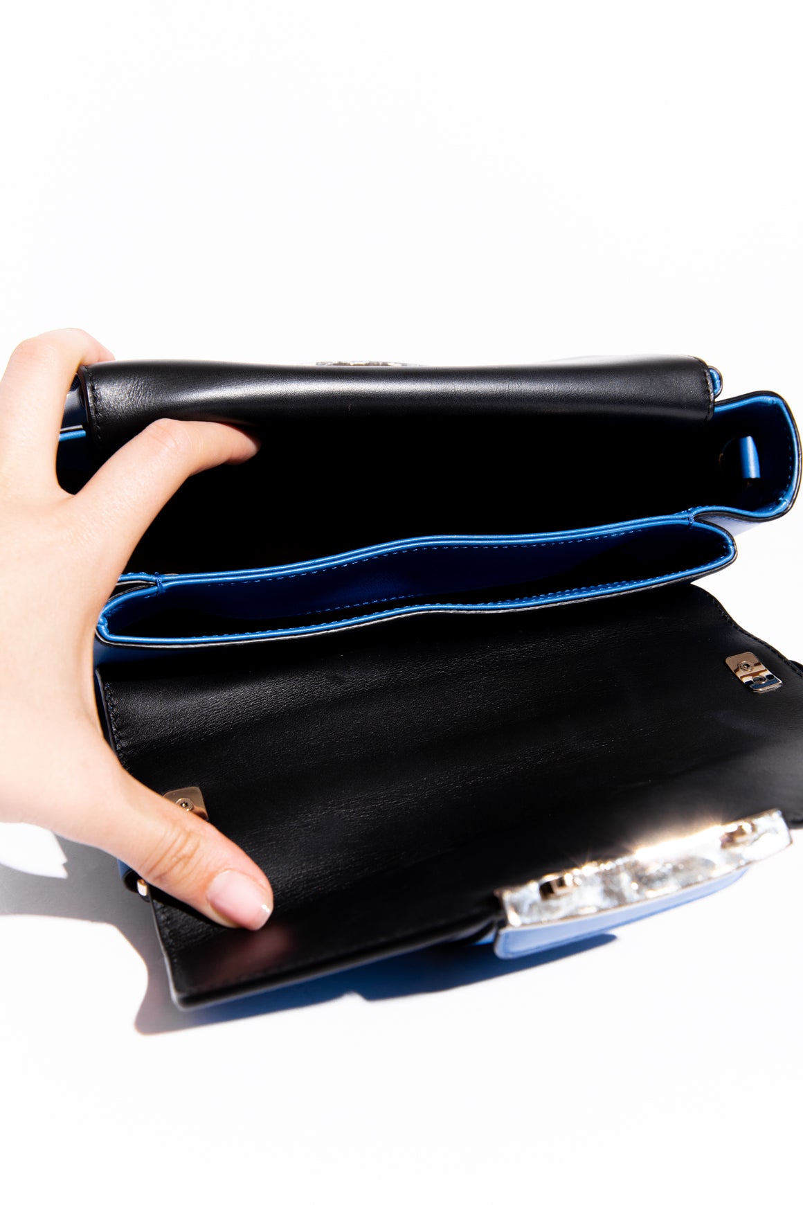 BVLGARI Blue Leather Serpenti Viper Top Handle Bag