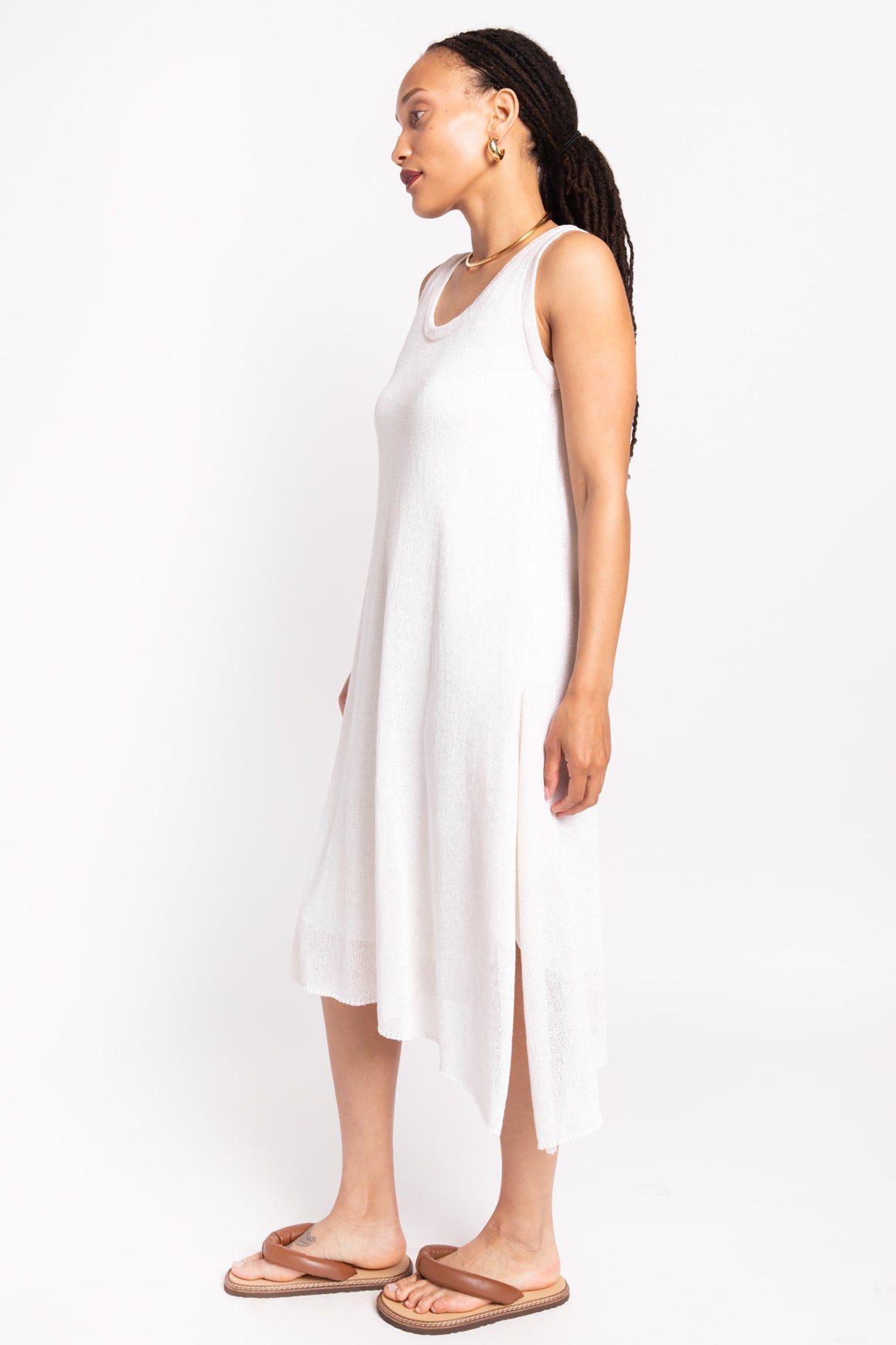 BRUNELLO CUCINELLI White Sequin Knit Midi Dress