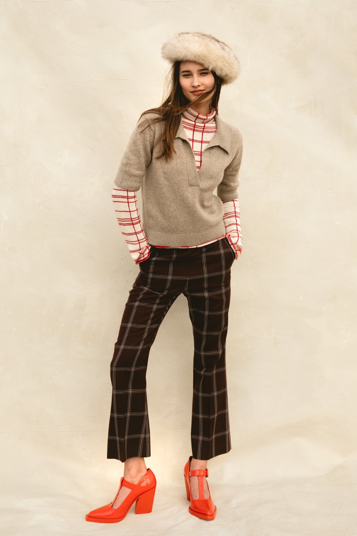 MARNI Brown Wool Plaid Crop Trousers (Sz. 40/4)