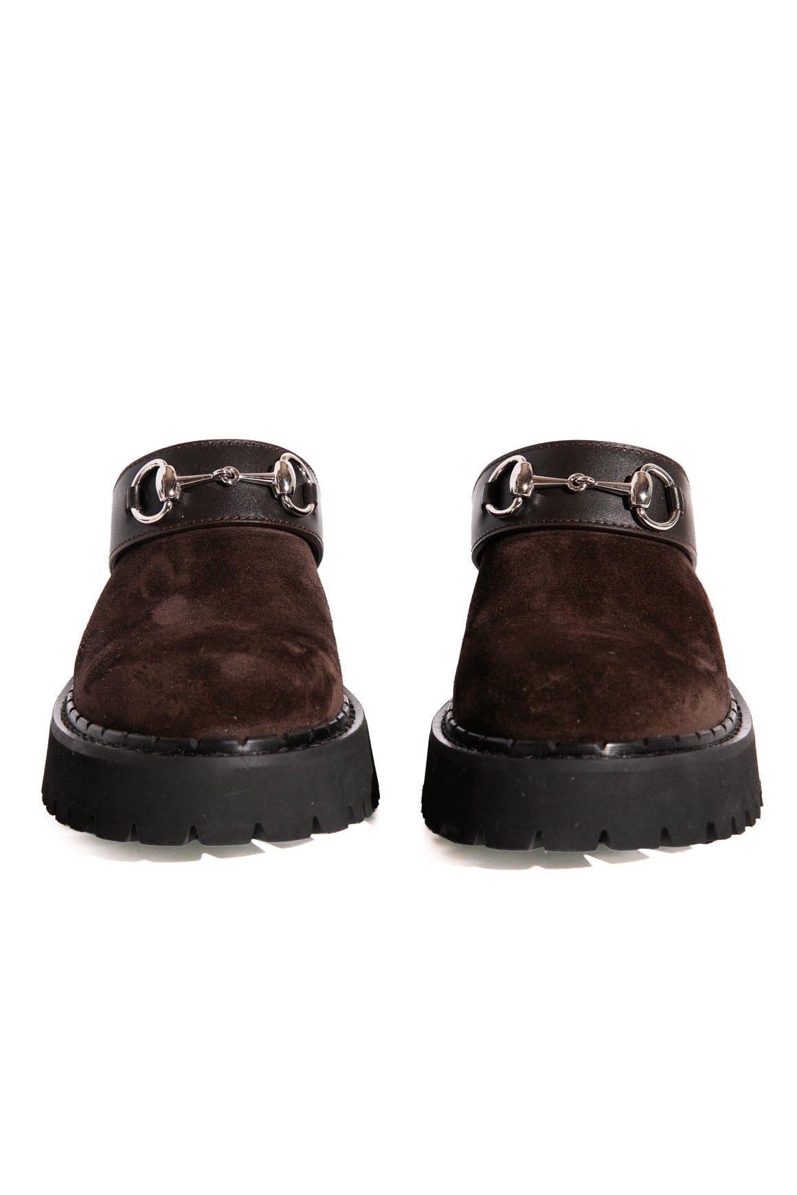 GUCCI Brown Suede Horse-bit Mule Clogs (Sz. 38)