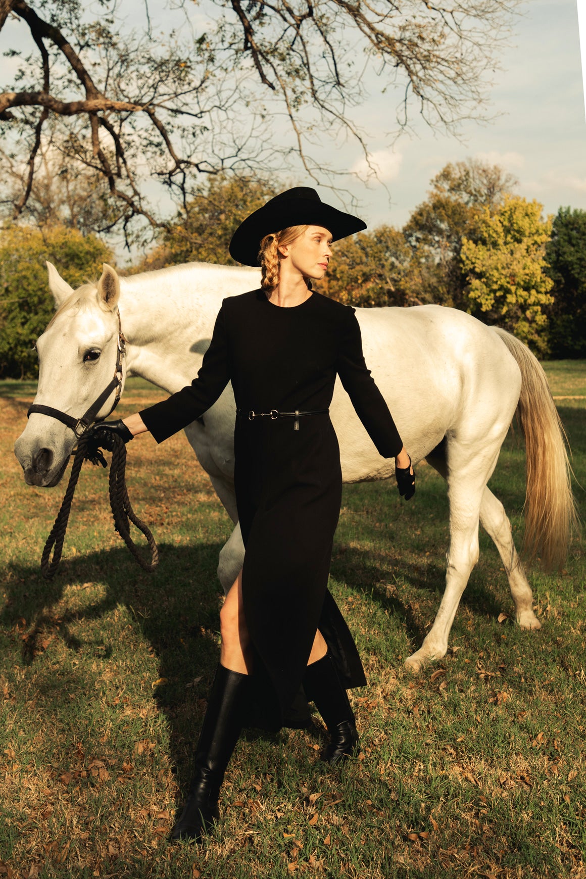 GUCCI Black Wool Horse-Bit Belted Maxi Dress (Sz.44/8)