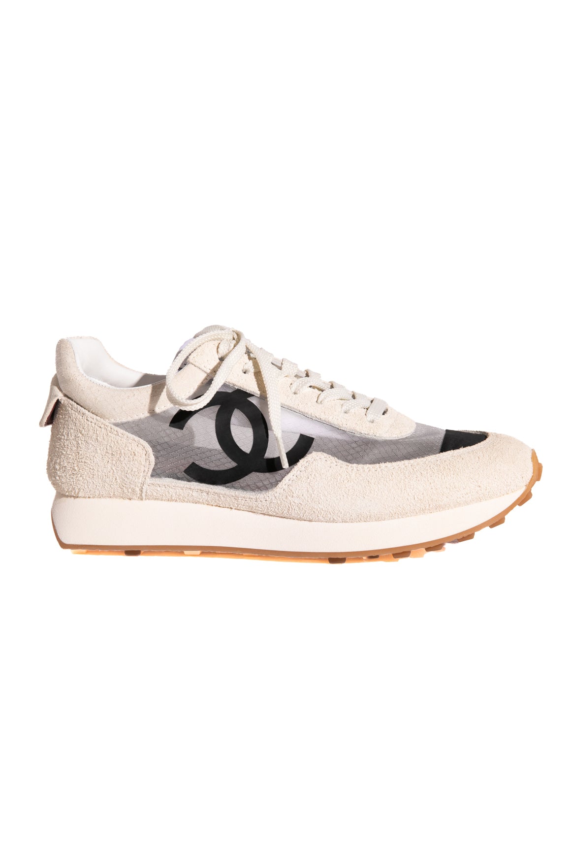 CHANEL Cream Suede & Mesh Sneakers (Sz. 37)