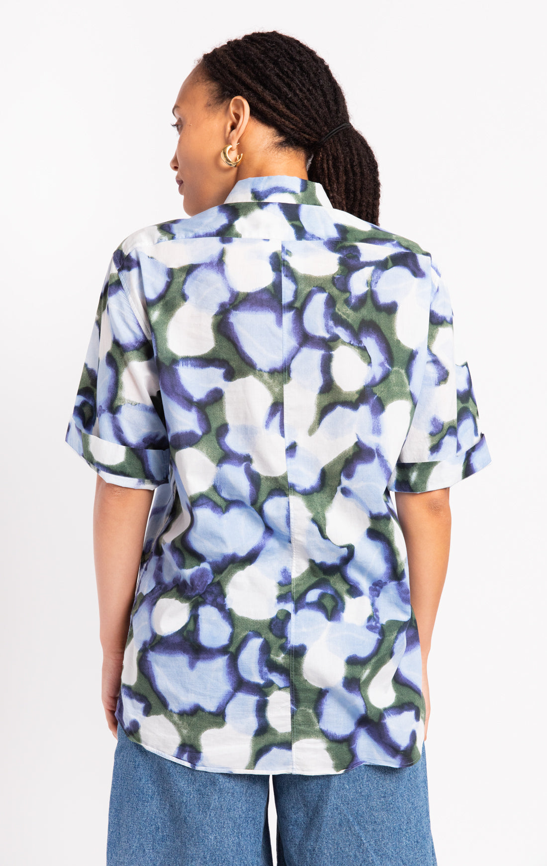 DRIES VAN NOTEN Blue & Green Tie-Dye Short Sleeve Button Down