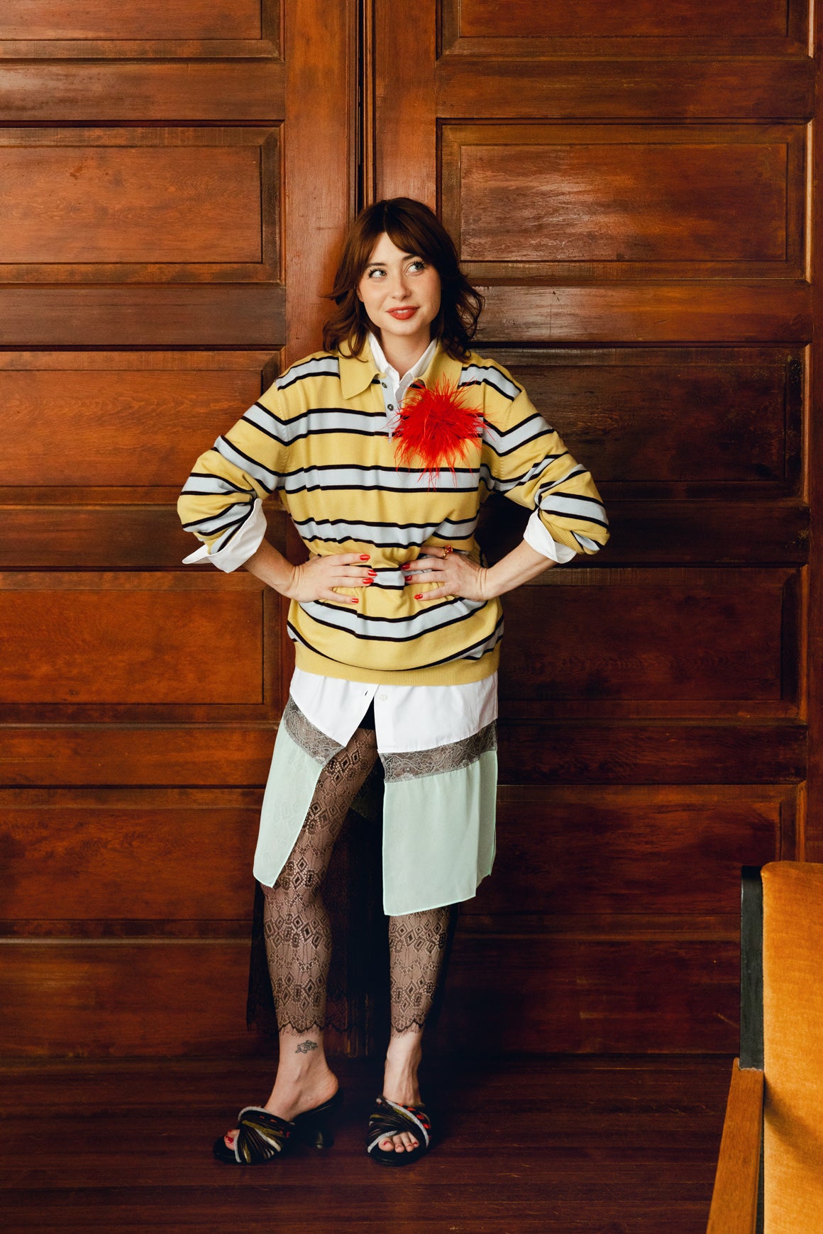 ZANKOV Yellow Striped Oversized Sweater (Sz. L/XL)
