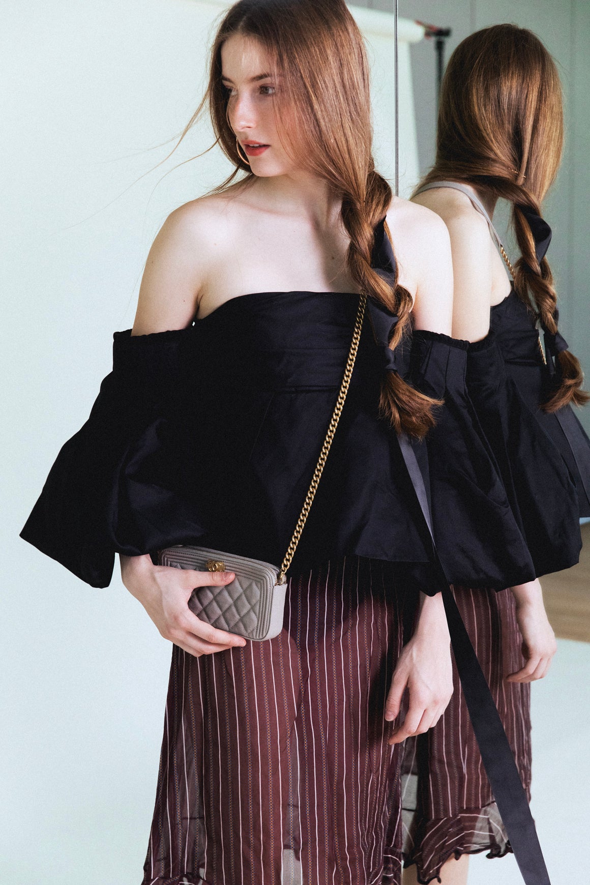 KHAITE Black Empire Waist Detachable Puff Sleeve Blouse (Sz. 8)