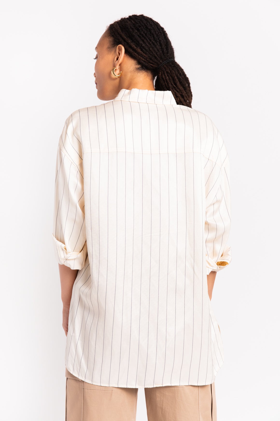 LOULOU STUDIO Cream Pinstripe Button Down