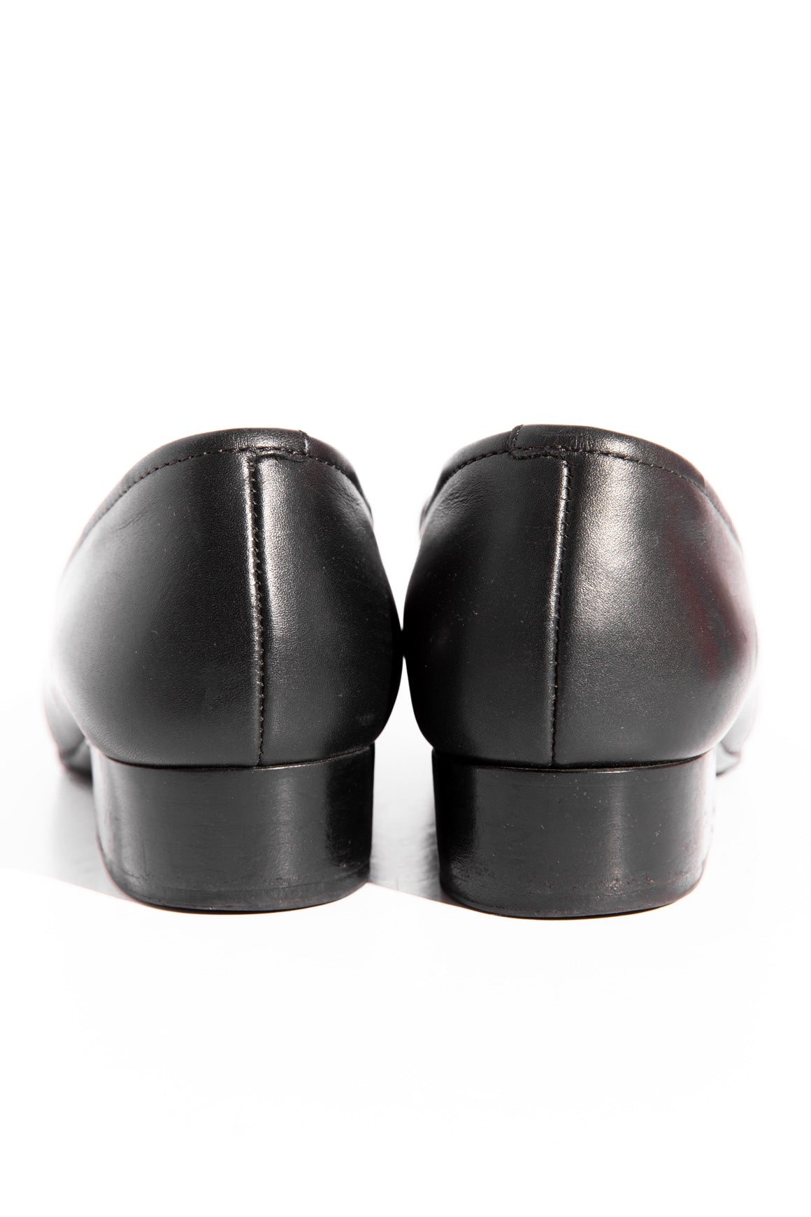 CHANEL Black Leather Gold CC Chain Loafers (Sz. 36.5)