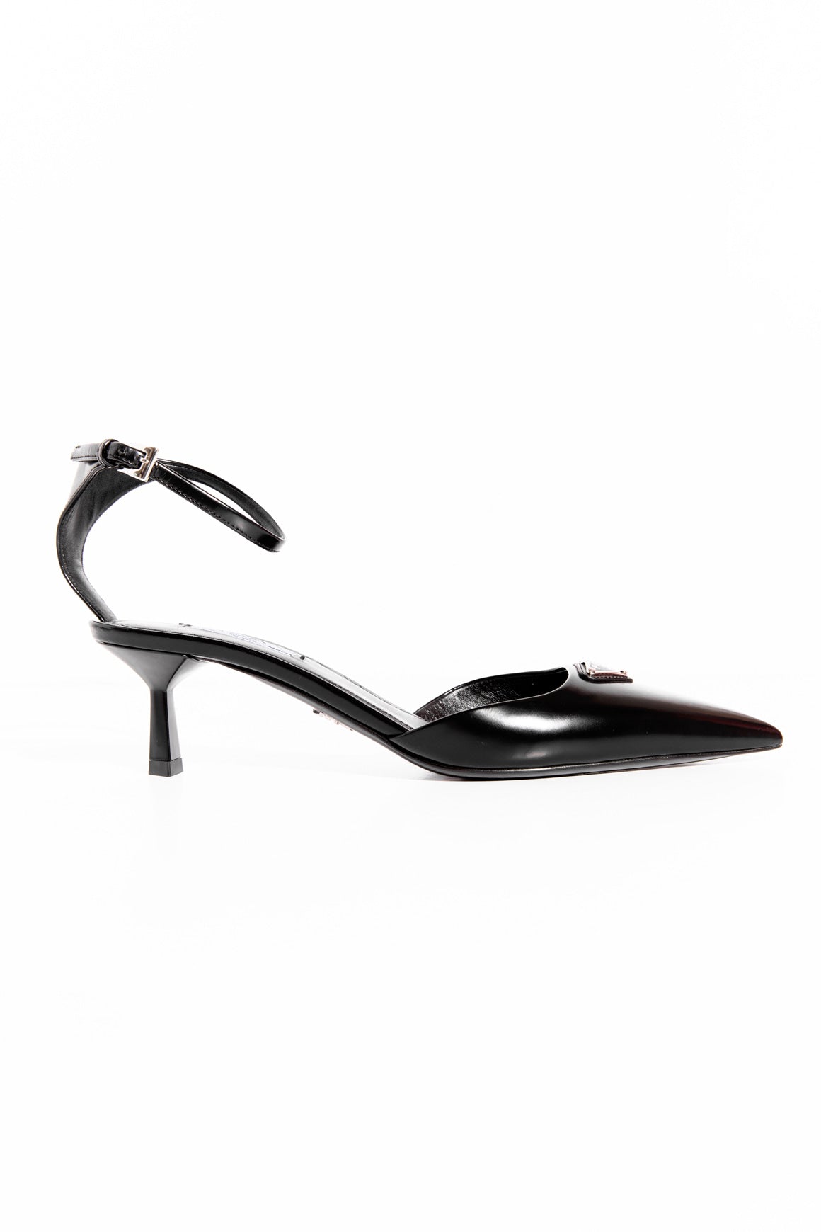 PRADA Black Triangle Emblem Ankle Strap Heels (Sz.38)