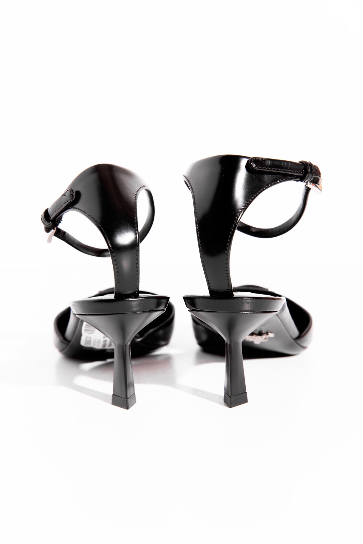 PRADA Black Triangle Emblem Ankle Strap Heels (Sz.38)