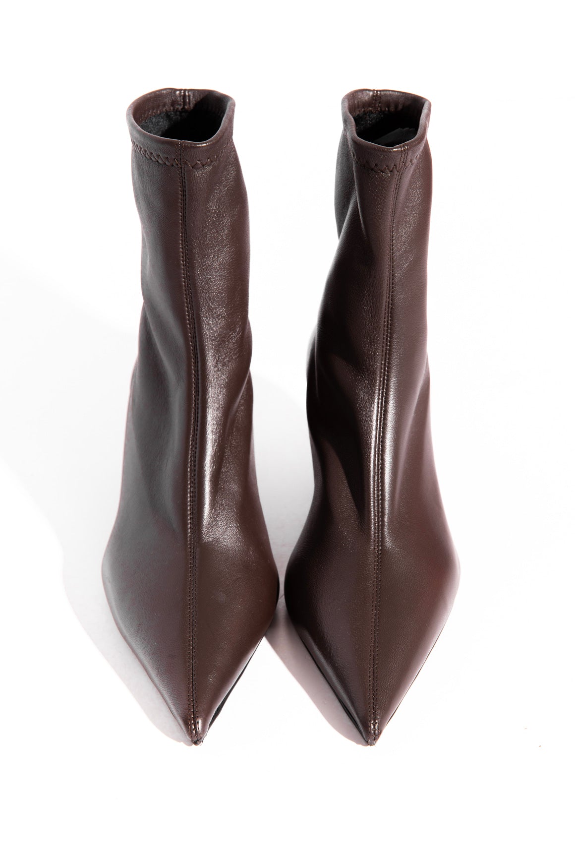 TOTEME Brown Leather Stiletto Sock Boots (Sz.35)
