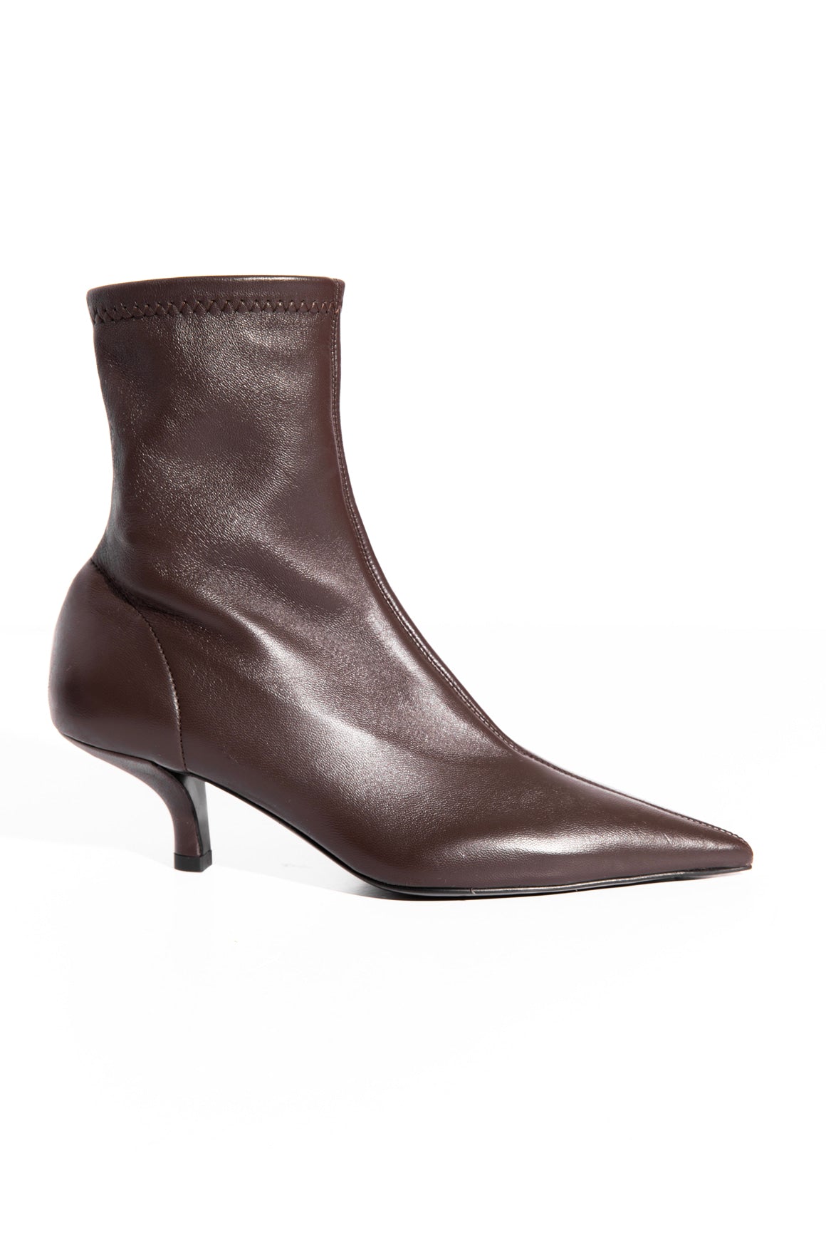 TOTEME Brown Leather Stiletto Sock Boots (Sz.35)