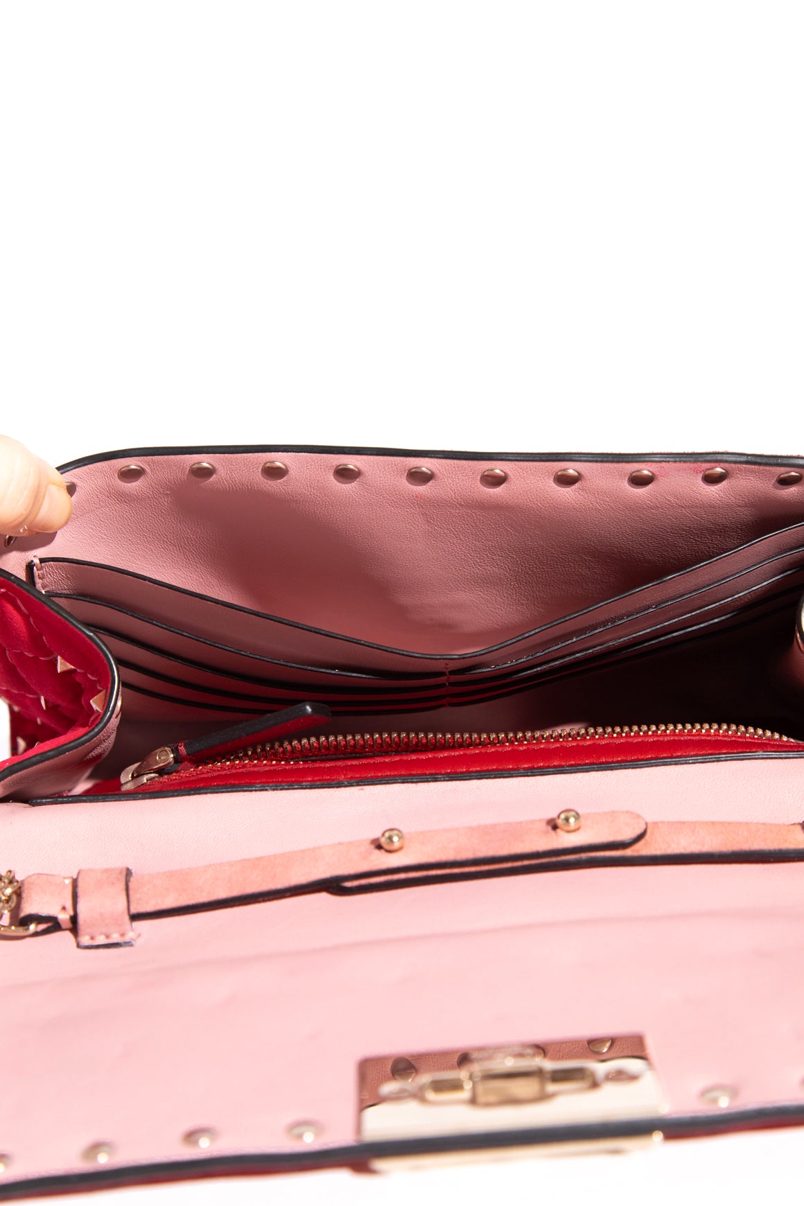 VALENTINO Suede Rockstud Quilted Chain Bag