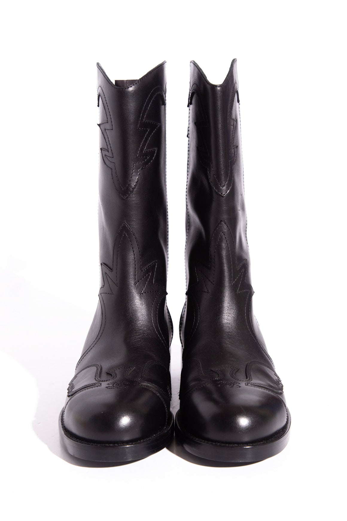 CHANEL Leather Western Motif High Boots (Sz. 39)