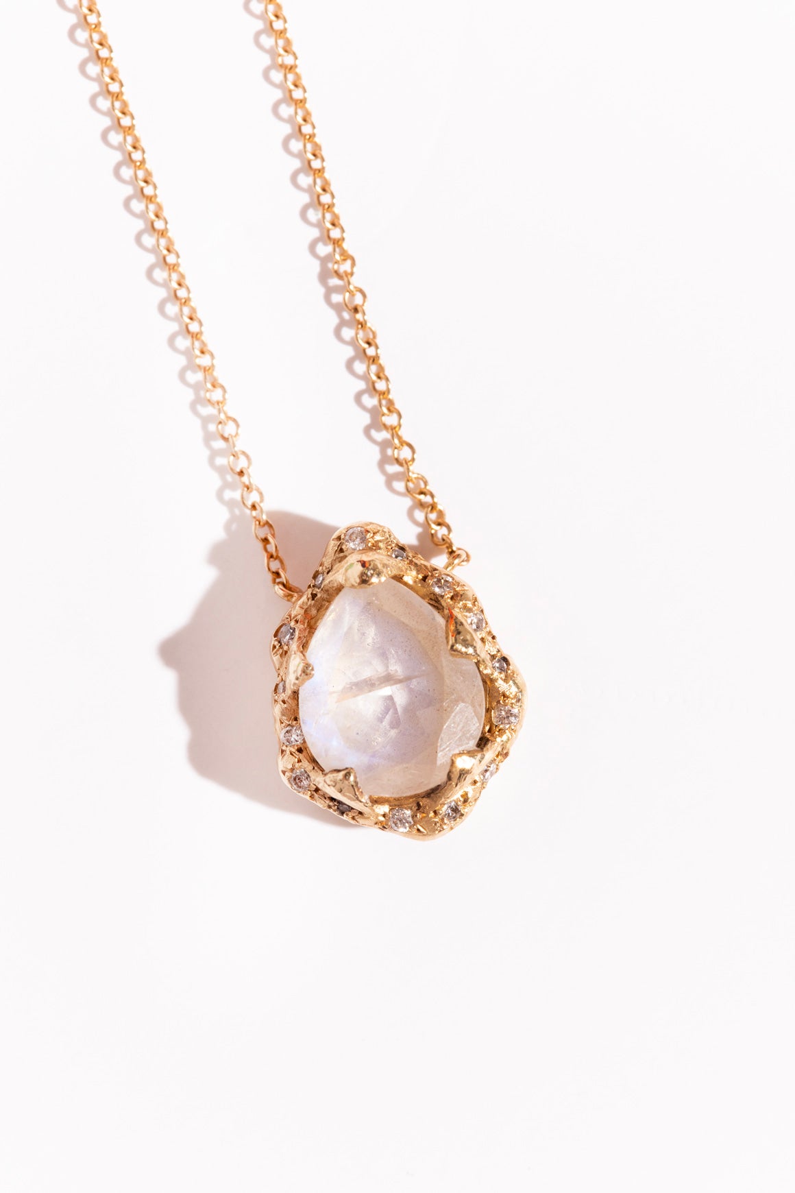 LOGAN HOLLOWELL "Baby Queen" Moonstone & Pave Necklace