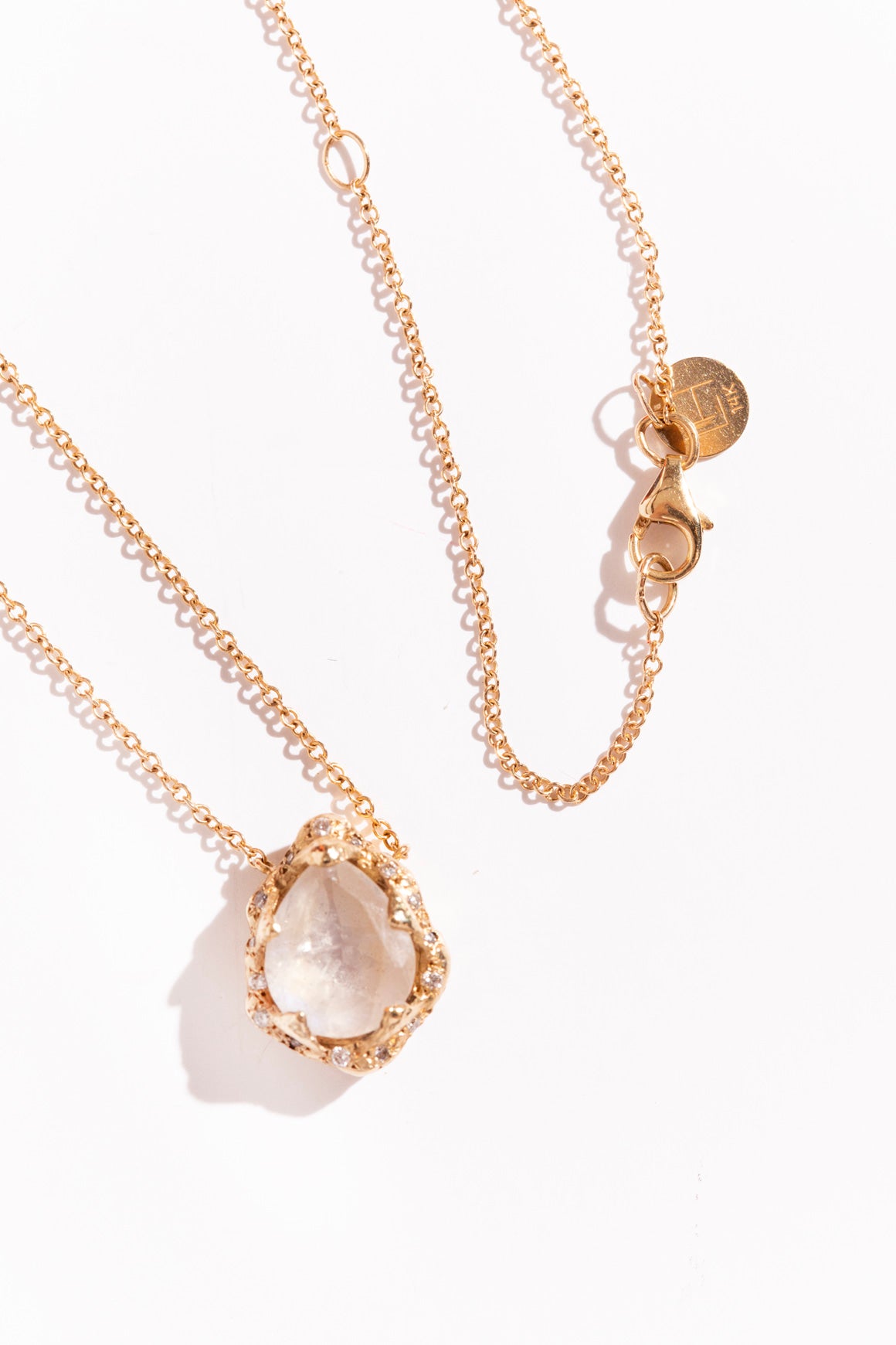 LOGAN HOLLOWELL "Baby Queen" Moonstone & Pave Necklace
