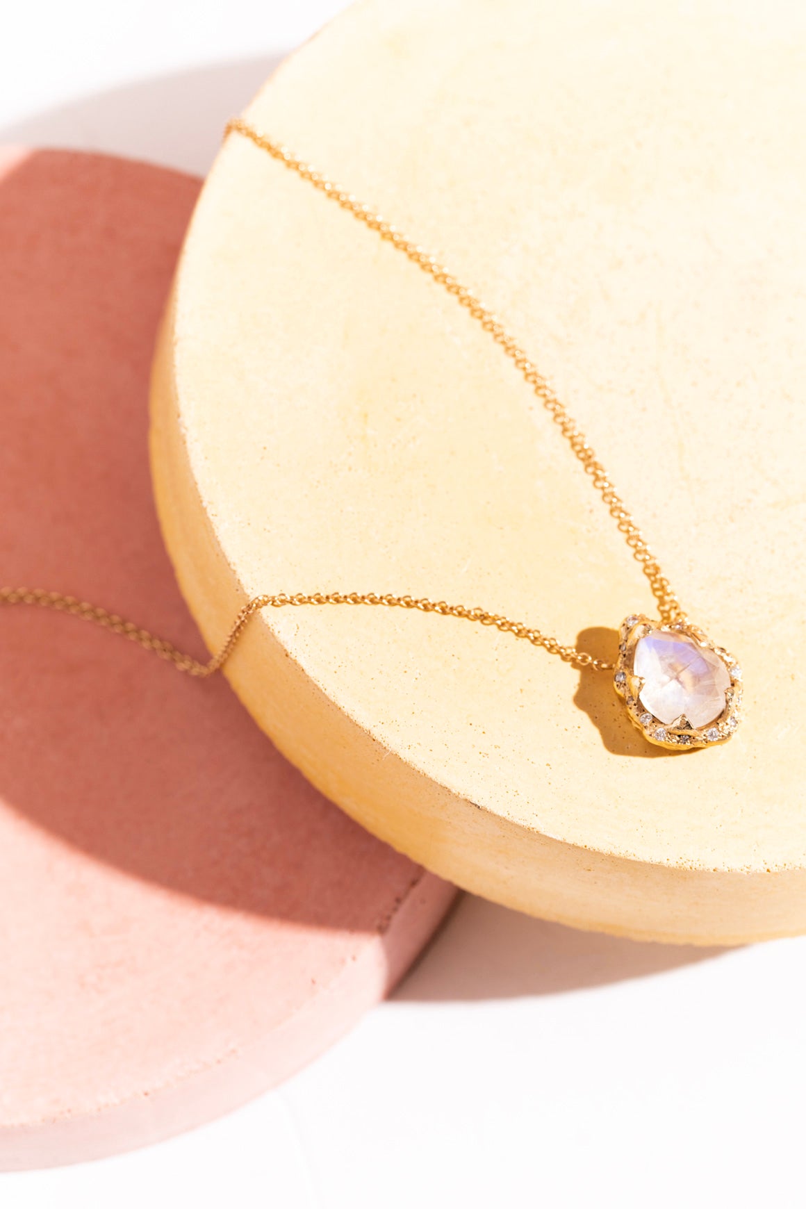 LOGAN HOLLOWELL "Baby Queen" Moonstone & Pave Necklace