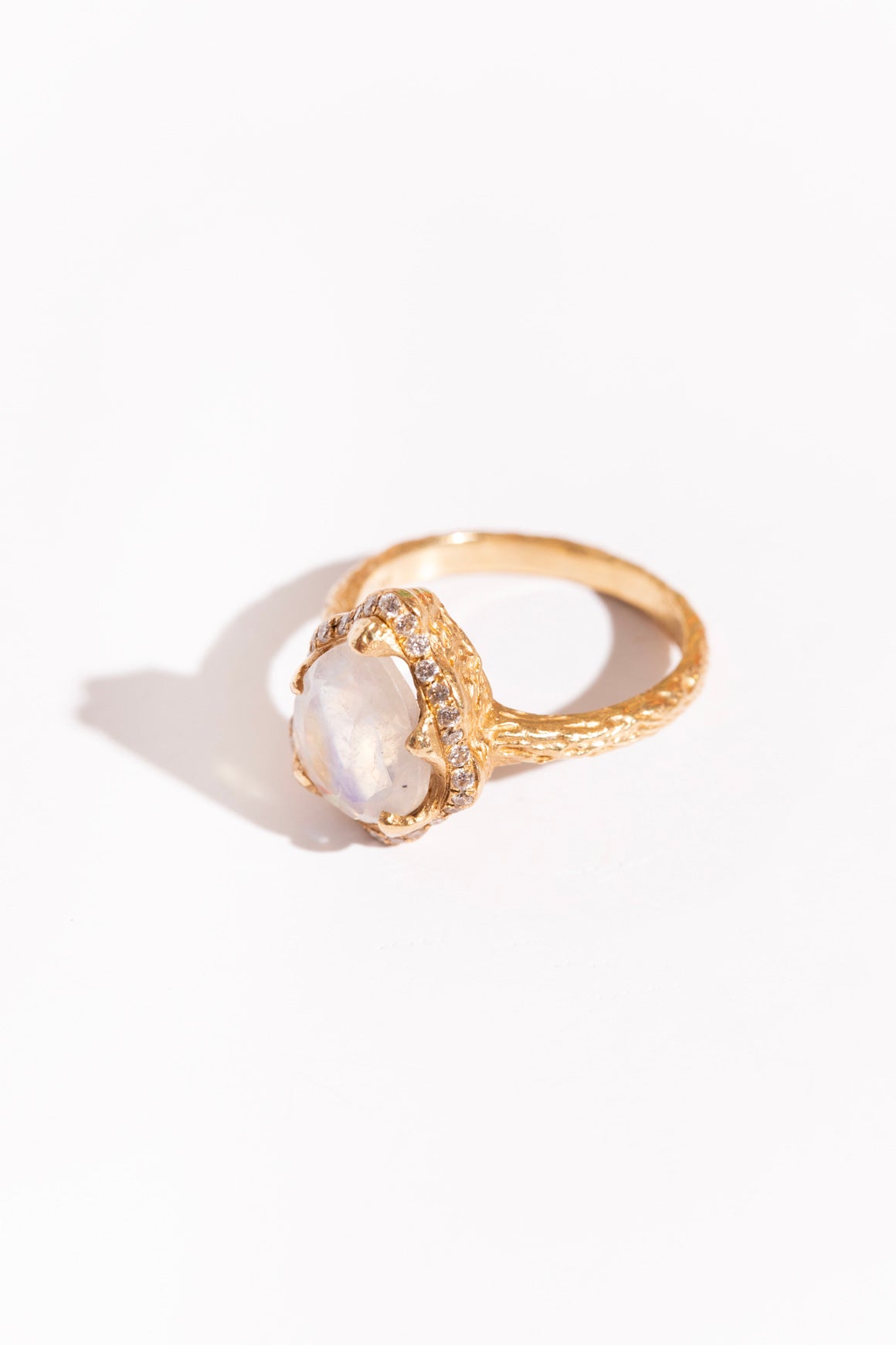 LOGAN HOLLOWELL "Baby Queen" Moonstone & Diamond Ring
