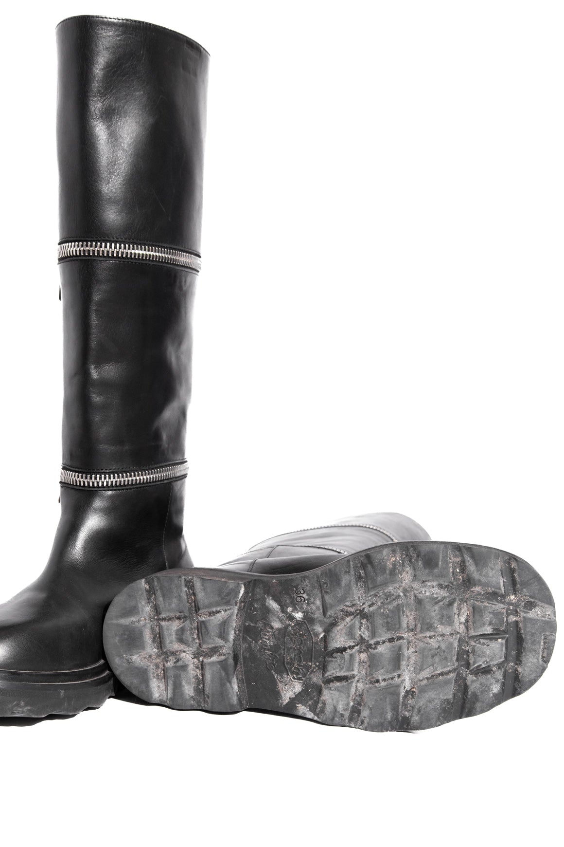 MARNI Detachable Double-Zip Tall Leather Boots (Sz. 36)