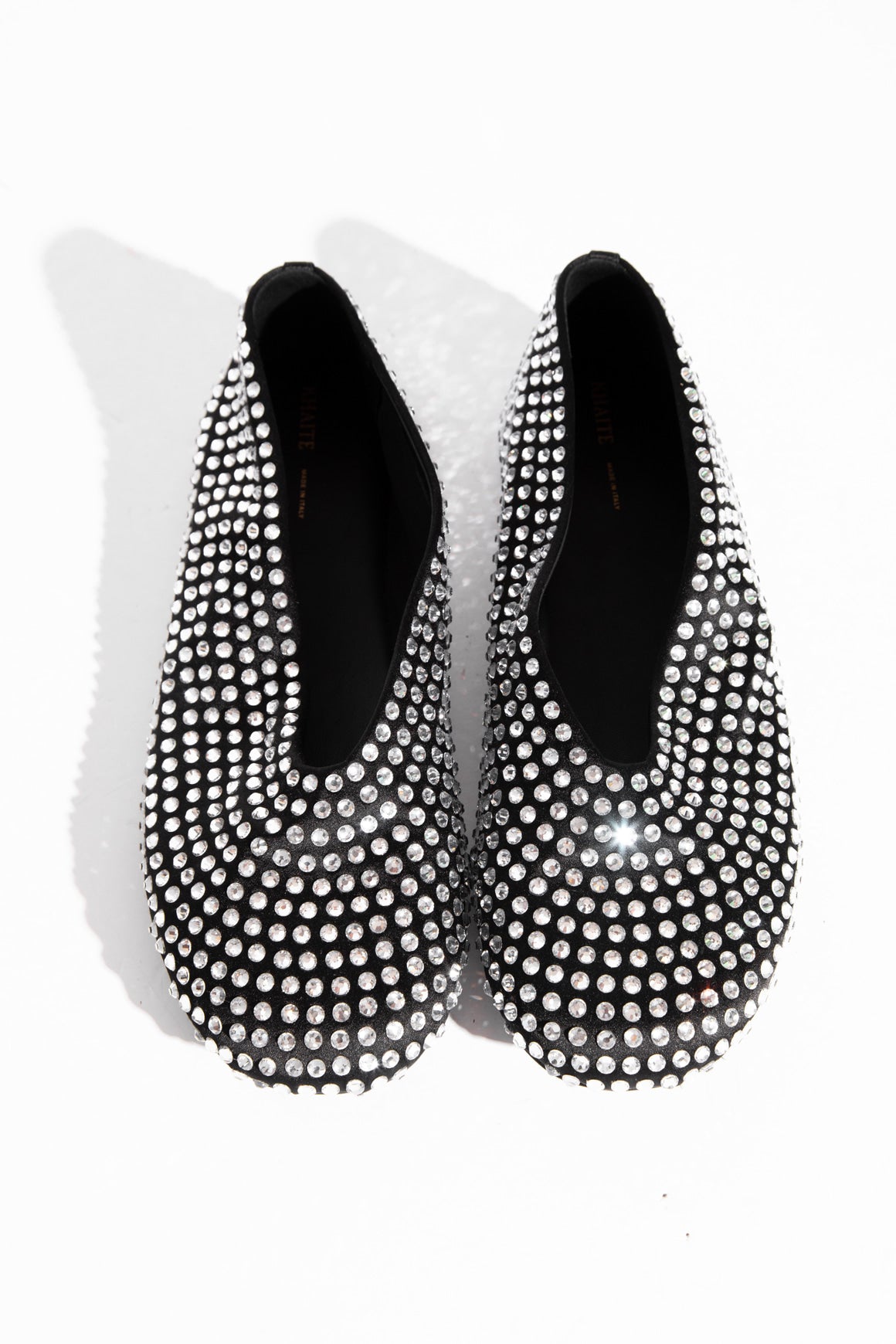 KHAITE Crystal-Embellished Satin Ballet Flats (Sz.39)