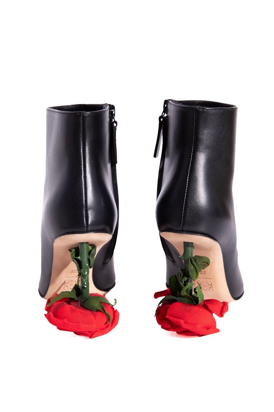 LOEWE Black Rose Heel Booties (Sz. 37)