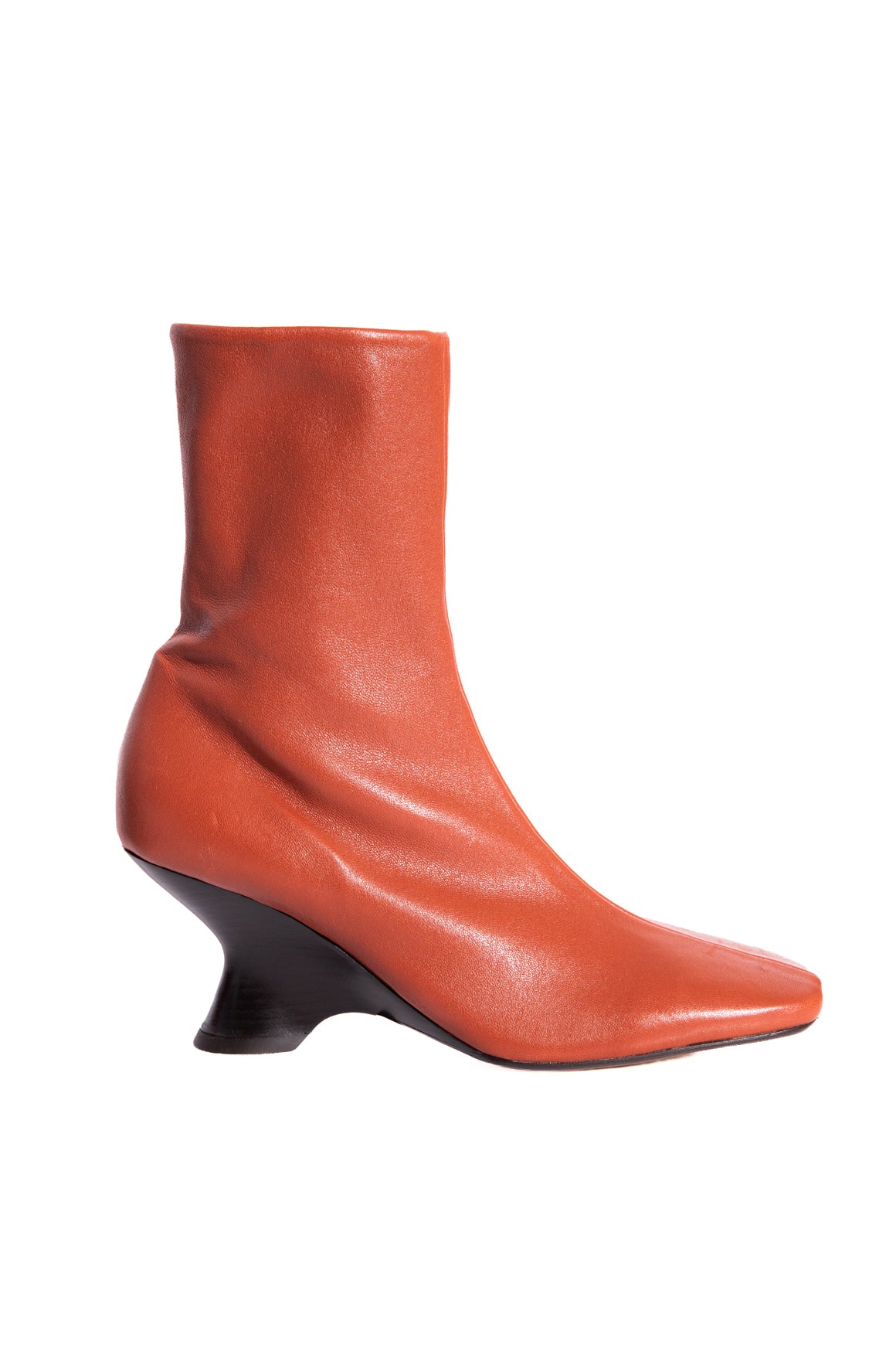 DRIES VAN NOTEN Burnt Orange Wedge Heel Sock Boots (Sz. 38)