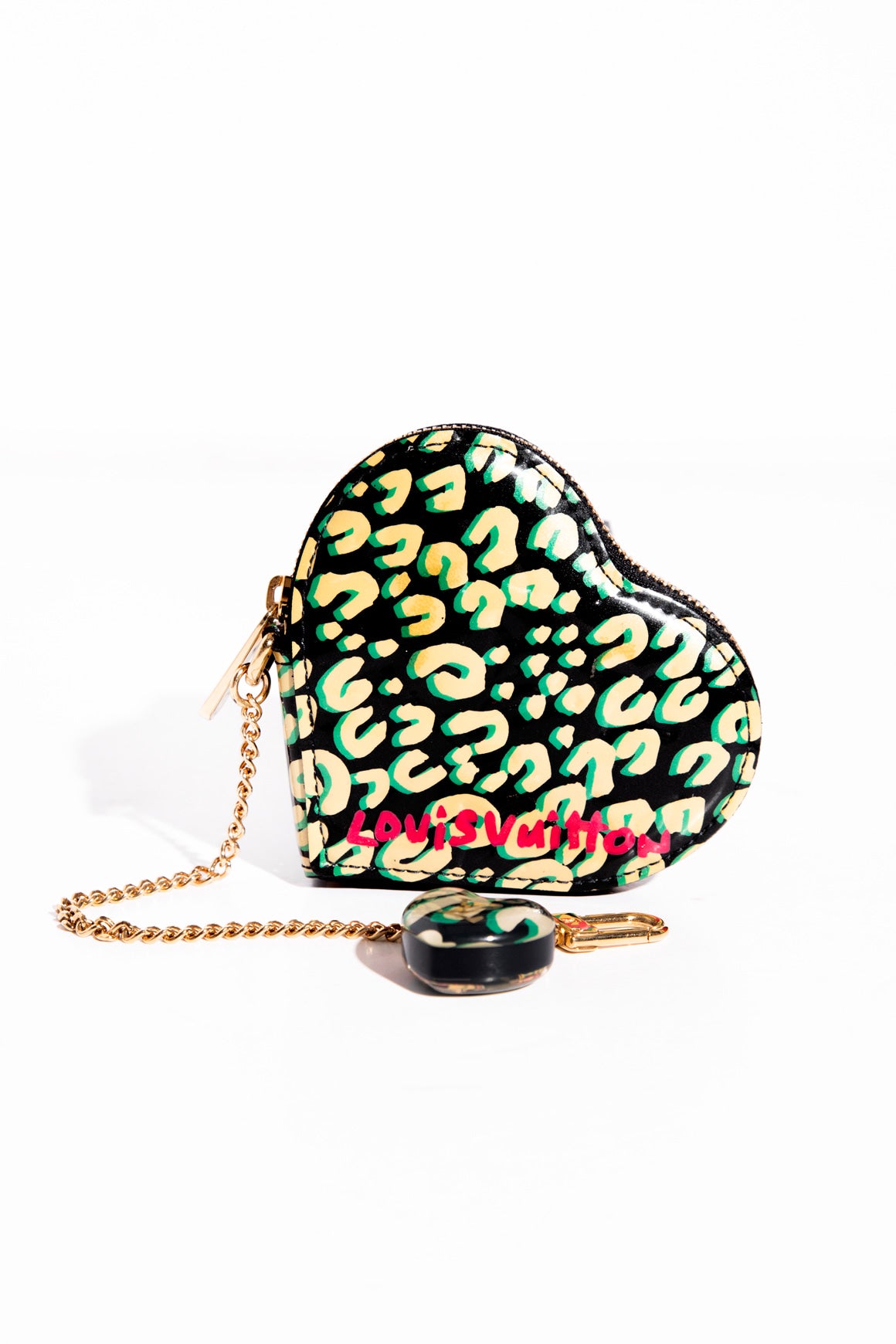 LOUIS VUITTON Cheetah Print Heart Coin Pouch