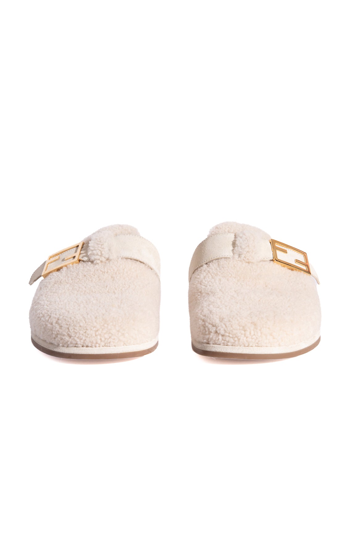 FENDI Cream "Feel" Shearling Mules (Sz. 39)