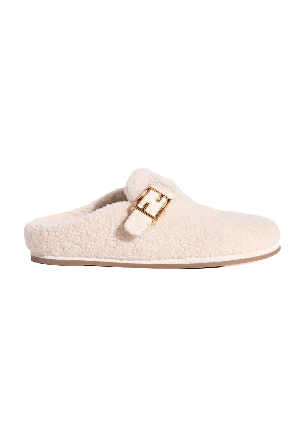 FENDI Cream "Feel" Shearling Mules (Sz. 39)