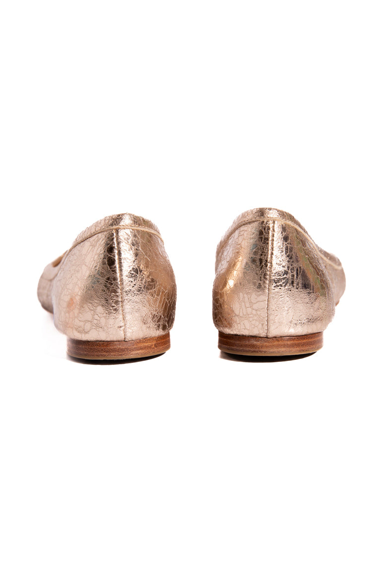 CHLOE Gold Crackled Metallic Ballet Flats (Sz. 38.5)