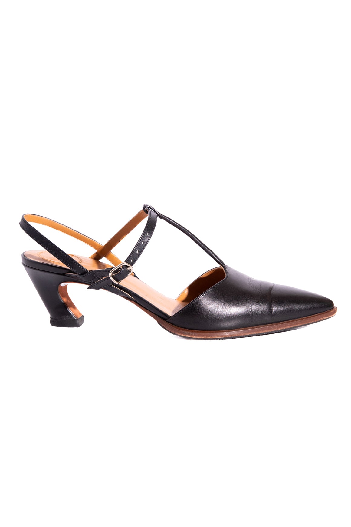 CHLOE Black T-Strap Kitten Heels (Sz. 38)