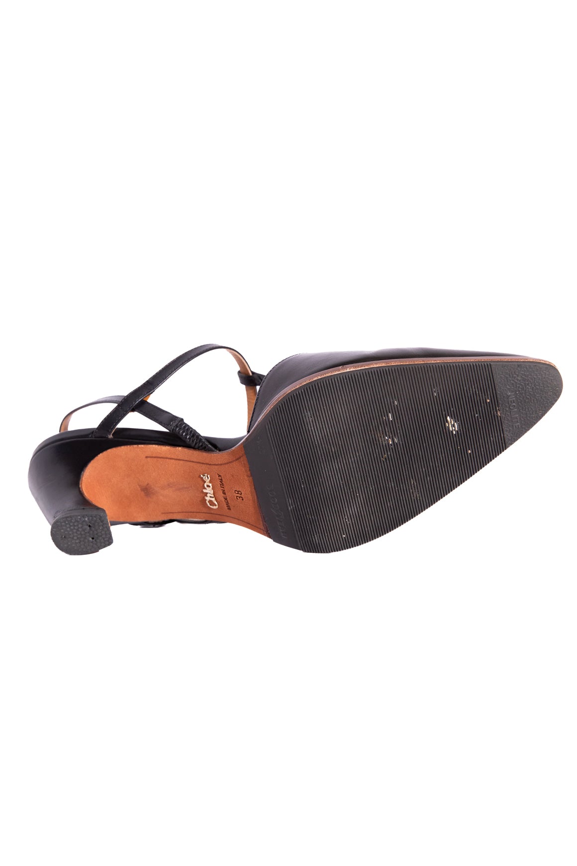 CHLOE Black T-Strap Kitten Heels (Sz. 38)