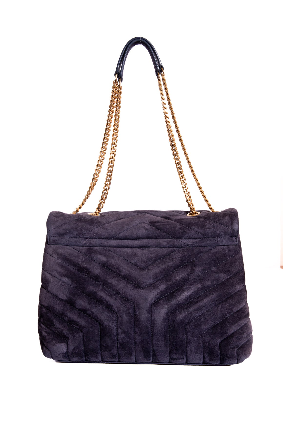 SAINT LAURENT Eggplant Suede Matelasse Large Lou Lou Bag
