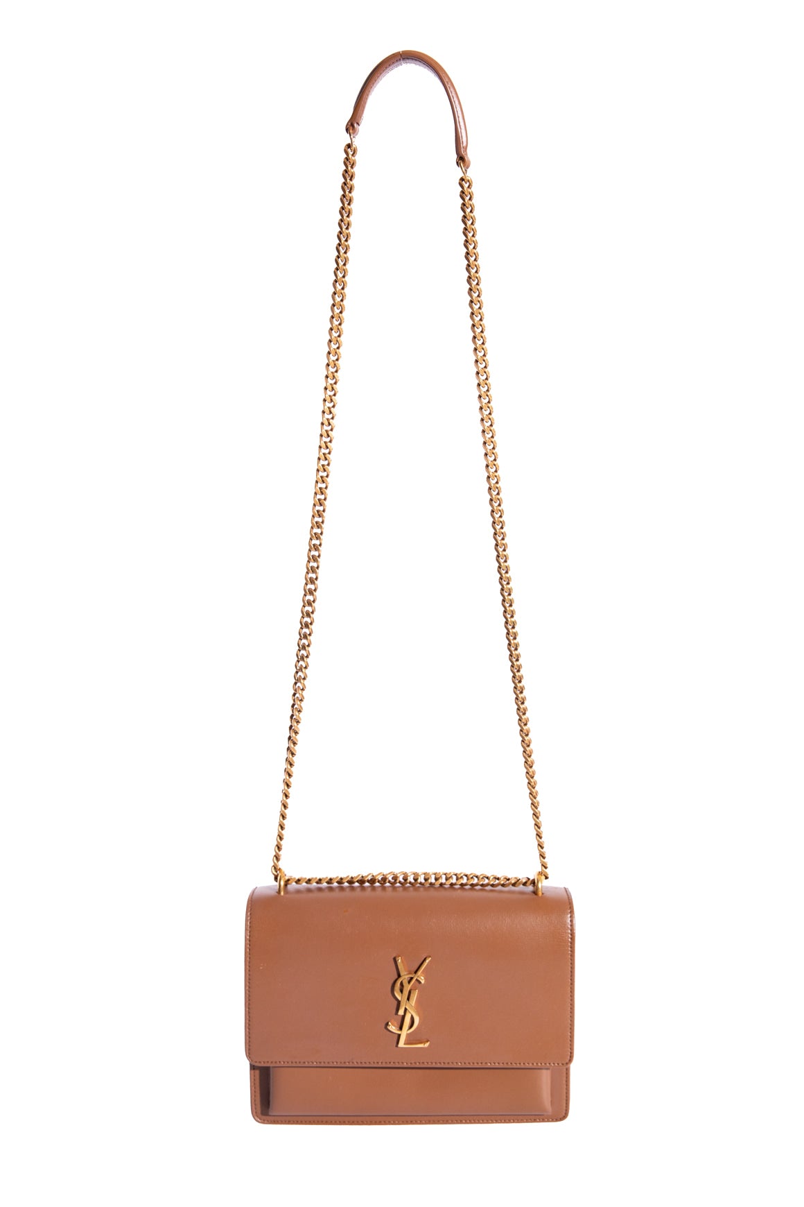 SAINT LAURENT Brown Leather "Sunset" Bag