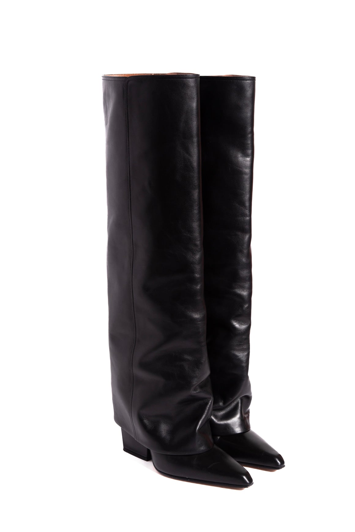 PARIS TEXAS Knee High Fold Over Leather Boots (Sz.39)