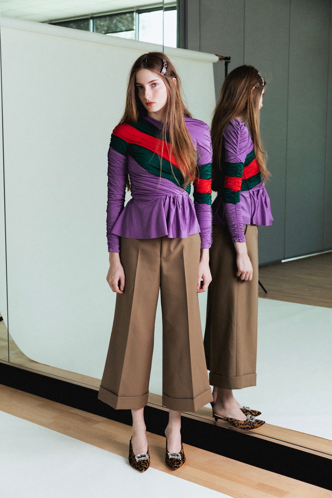 GUCCI Khaki Culotte Trousers (Sz. 6)
