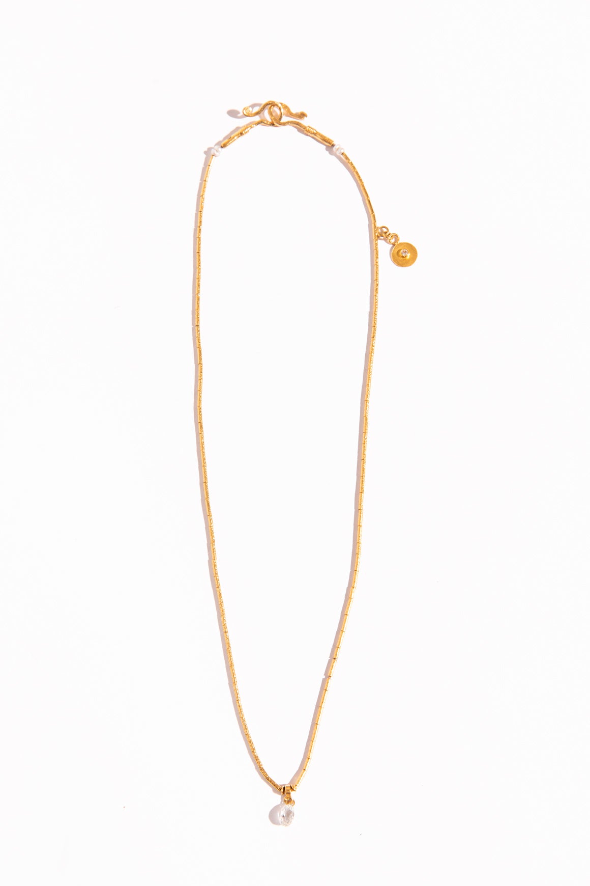 GUHRAN 24k Recycled Gold Diamond Drop Necklace