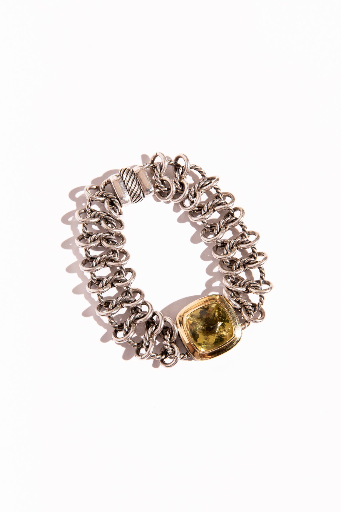 DAVID YURMAN .925 .750 + Lemon Quartz Chainmail Bracelet