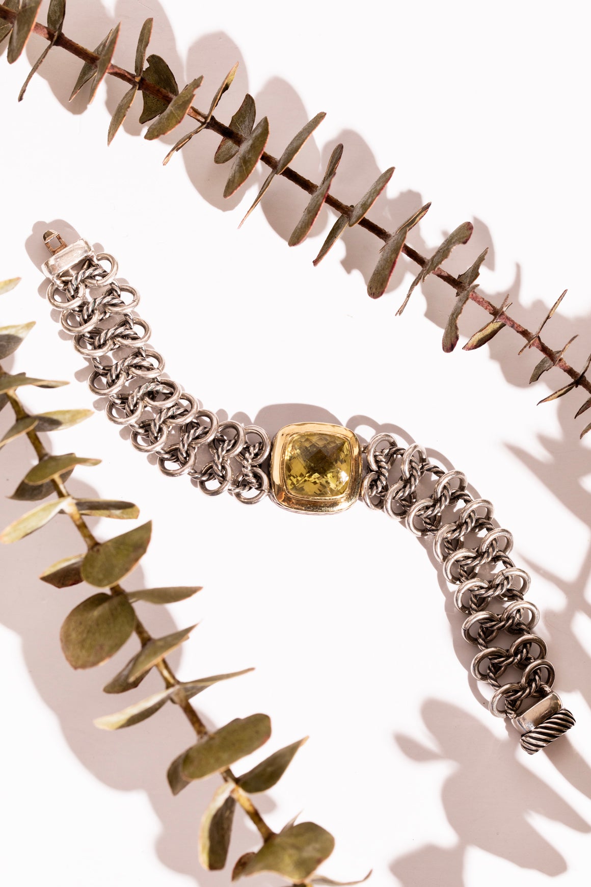 DAVID YURMAN .925 .750 + Lemon Quartz Chainmail Bracelet