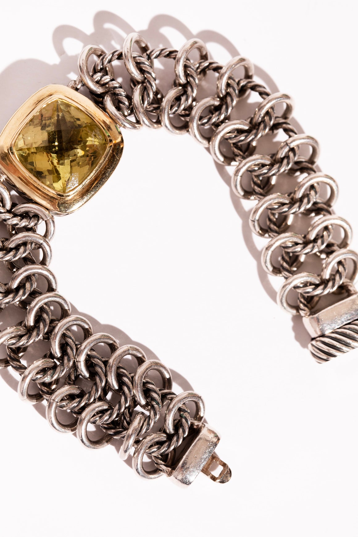 DAVID YURMAN .925 .750 + Lemon Quartz Chainmail Bracelet