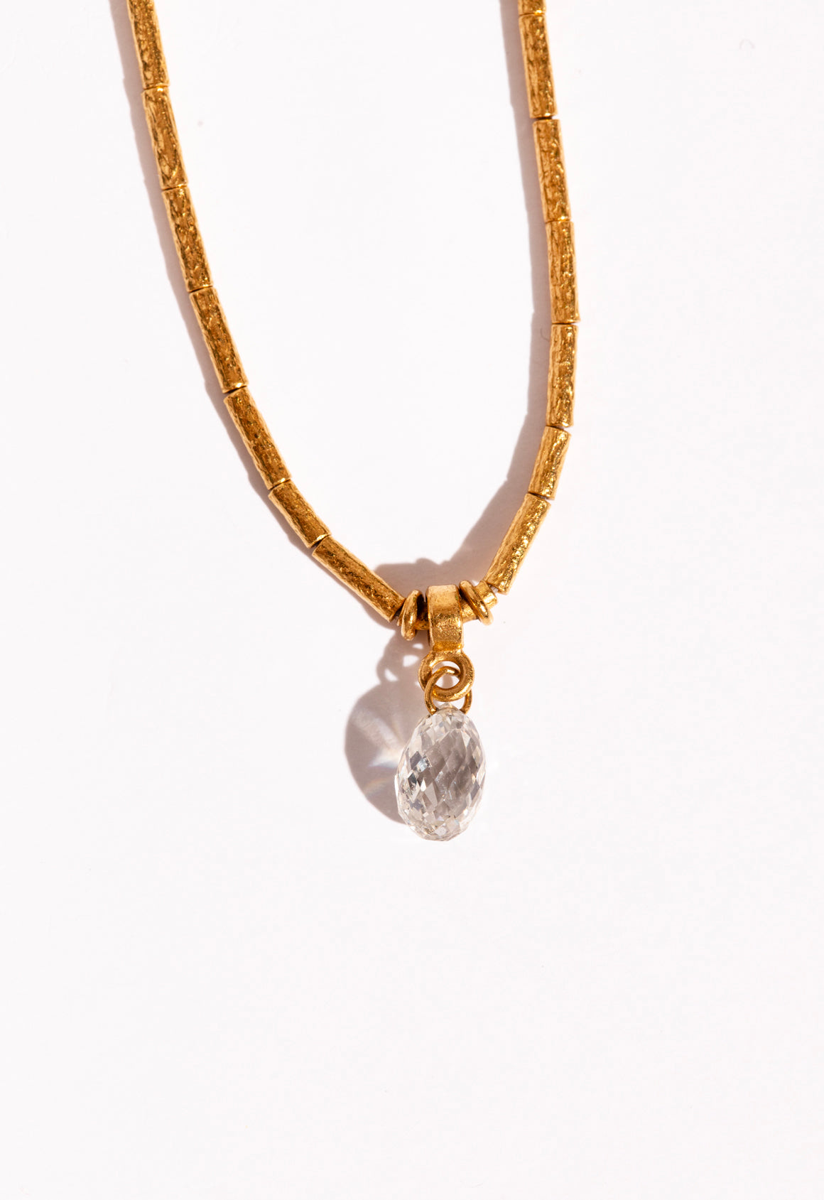 GUHRAN 24k Recycled Gold Diamond Drop Necklace
