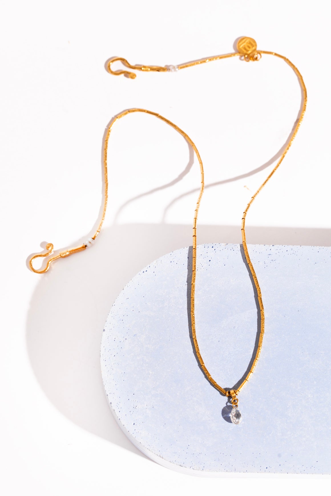 GUHRAN 24k Recycled Gold Diamond Drop Necklace