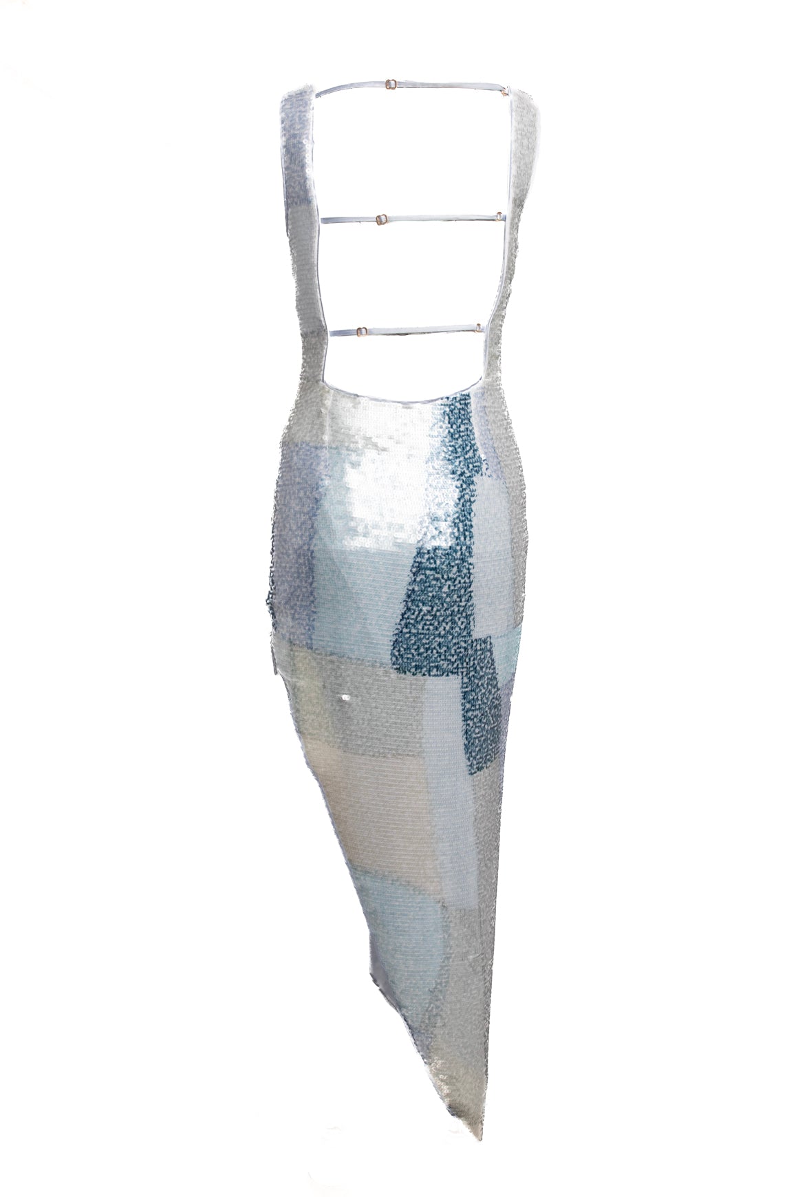 CULT GAIA Multi-Blue Sequin Slit Midi Dress (Sz.S)