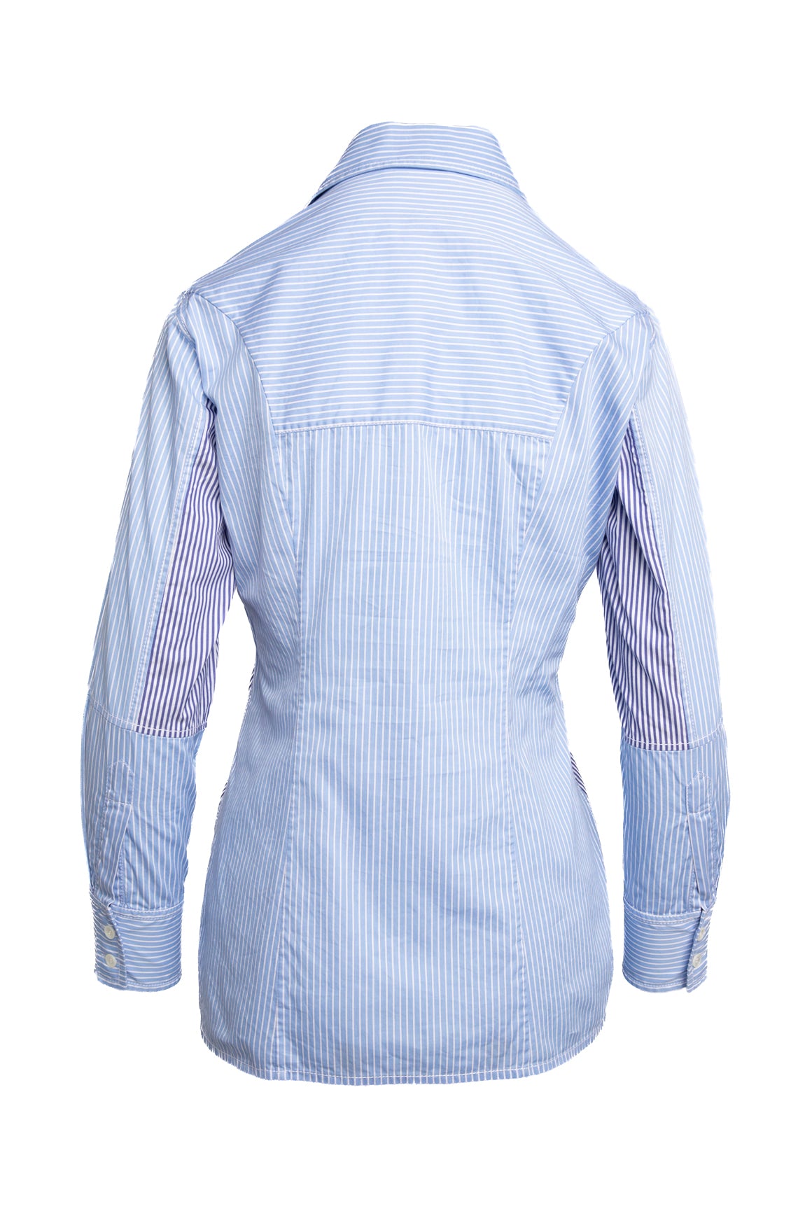 CELINE Blue Color-block Pinstripe Blouse (Sz.40/4)