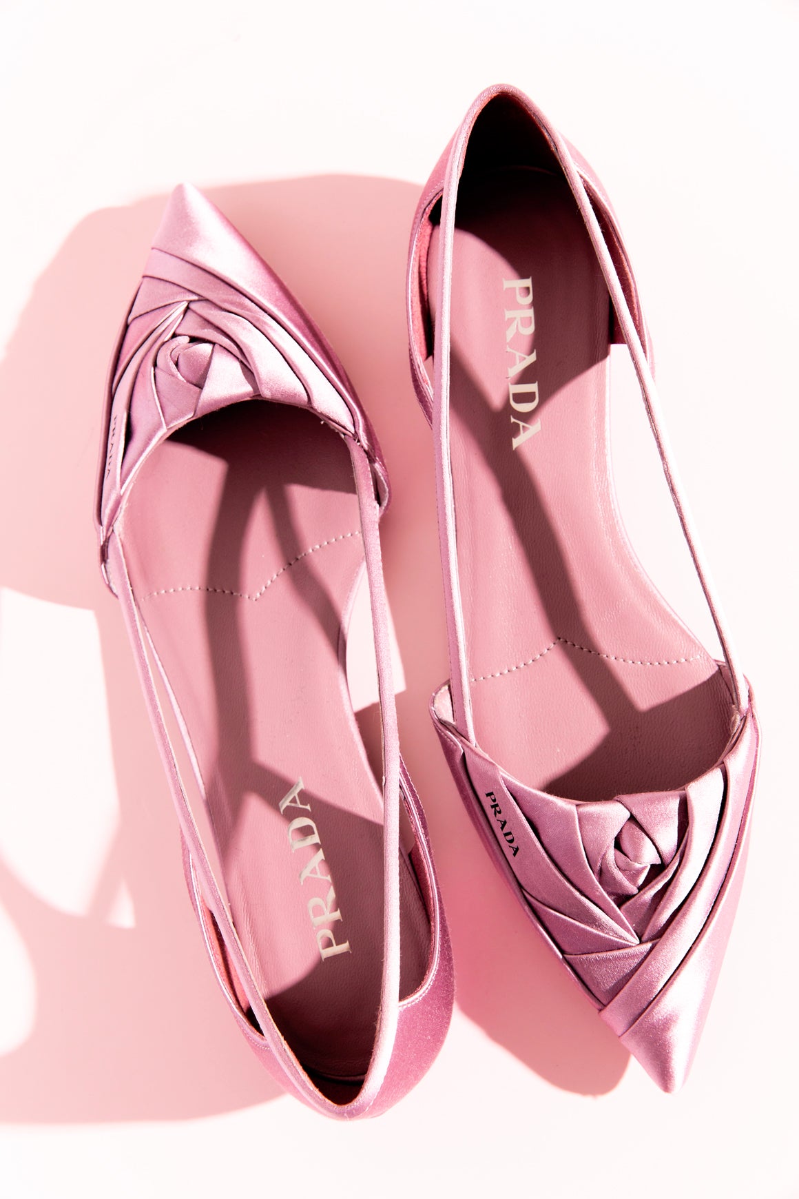 PRADA Lilac Satin Cutout Gathered Flats (Sz.38)