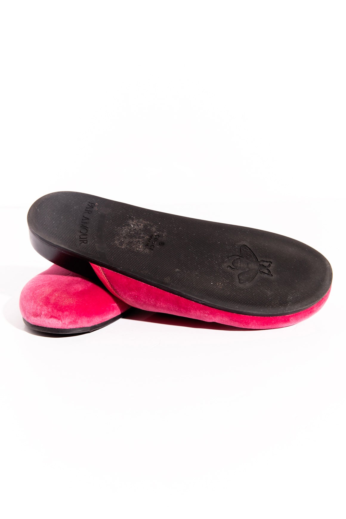 GUCCI Pink Velvet Horse-bit Flat Clogs (Sz.39.5)