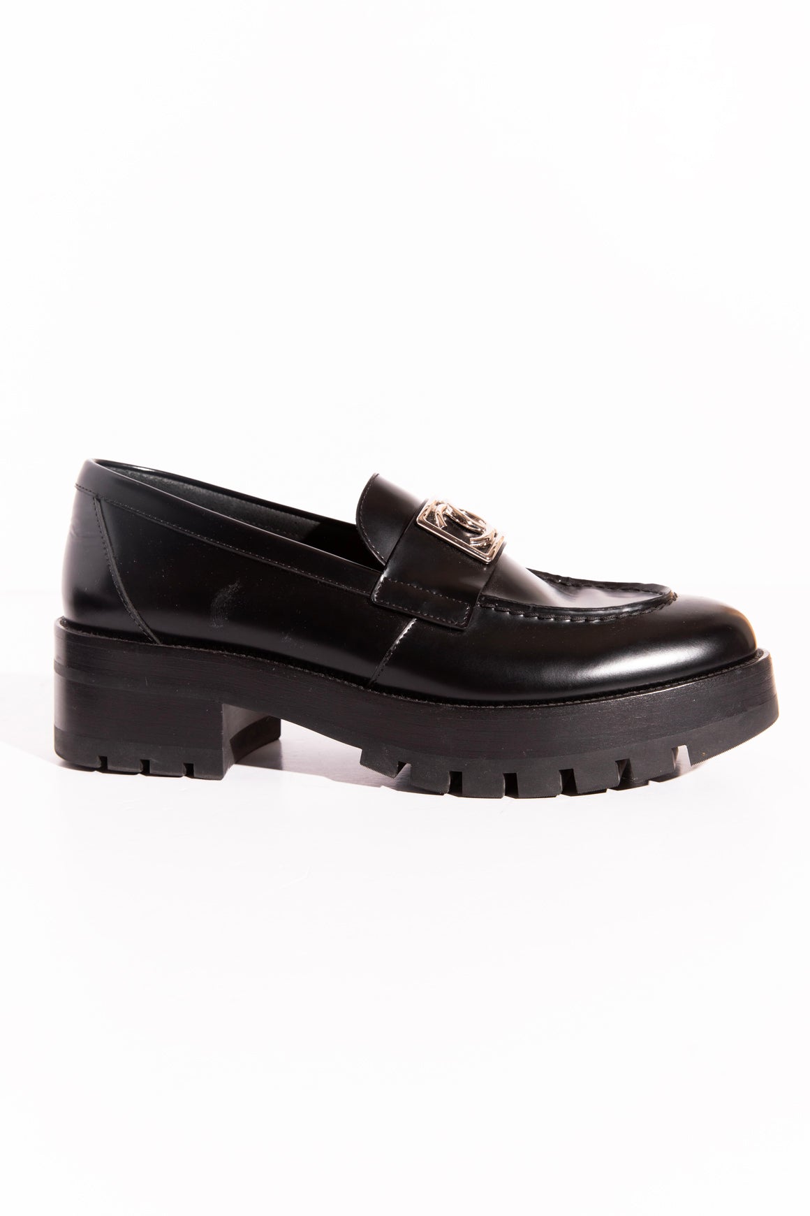 CHANEL Black Lug Sole CC Loafers (Sz.41)