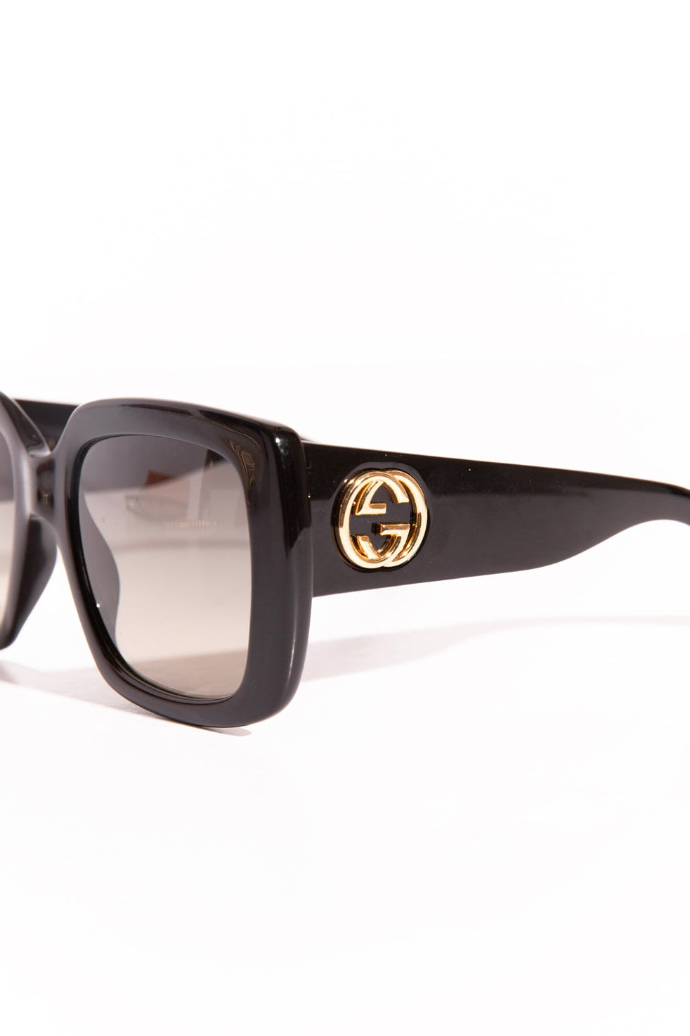 GUCCI Black Oversized Square Frame Sunglasses
